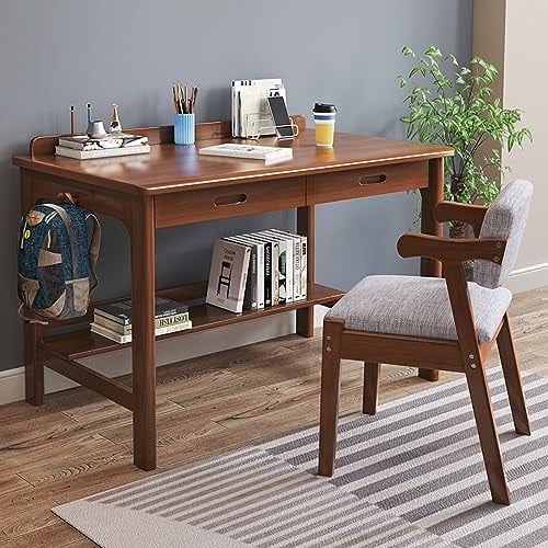 KAZUP Moderner Schreibtisch mit Schubladen, Home-Office-Computertisch, Massivholz-Schreibtisch, Arbeitstisch, Arbeitsplatz (31 Zoll, Walnuss)