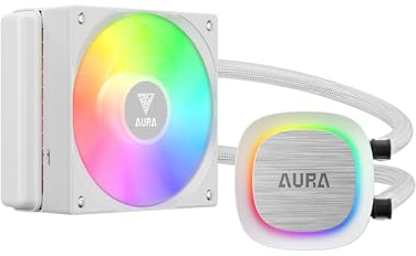 GAMDIAS AURA GL120 V2 AIO, 120mm CPU Liquid Cooler, Easy Cable Routing Design, Rotatable Performance Pump, 1 x 120mm Low-Noise PWM ARGB Fan w/ MB Sync, AMD AM5/AM4;Intel LGA 1851/1700/115x/1200, White