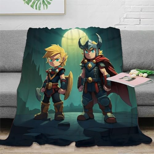 Thor Loki 3D Cartoon Anime Bedruckte Decke Für Kinder Erwachsene Weiche Warme Flanelldecke Für Bett Und Couch 50x60inch(127x152cm)