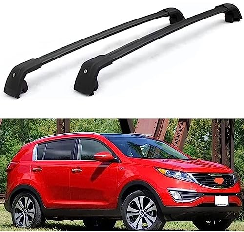 PARREN 2 Stück Auto Dachträger für KIA Sportage (SL) 3TH 2010-2016, Aluminium Dachgepäckträger Querträger Relingträger Gepackträger Fahrradträger Auto Zubehör,A/Black