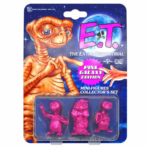 Doctor Collector E.T. Der Außerirdische, Mini-Figuren-Kollektion Pink Galaxy Edition, offizielle Verpackung mit 3 rosa Miniaturen