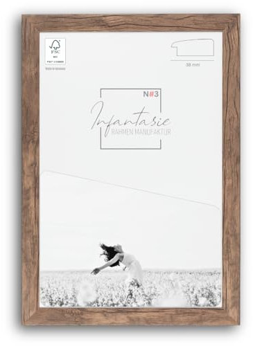 Infantasie 'N°3' Bilderrahmen 30x60 handgefertigt nach Maß | Eiche Dunkelbraun | MDF-Holz Design Collage Holzbilderrahmen inkl. Acrylglas und Metall Aufhänger (Querformat & Hochformat)
