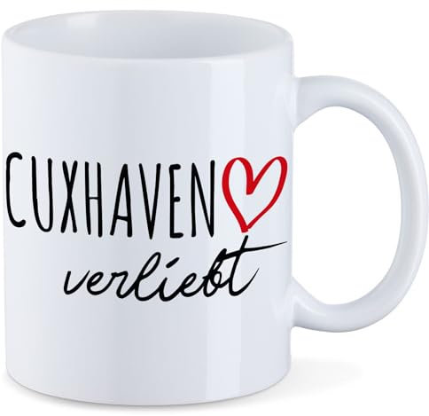 Huuraa Tasse Cuxhaven verliebt Geschenk 330ml Weiß Cuxhaven Präsent