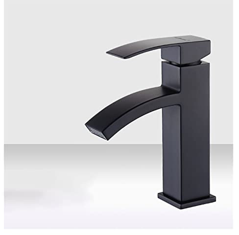Waterfall Black Higher Basin Wash Basin Bathroom Cabinet Faucet Bathroom Nordic Black Paint Single Hole Faucet 3310