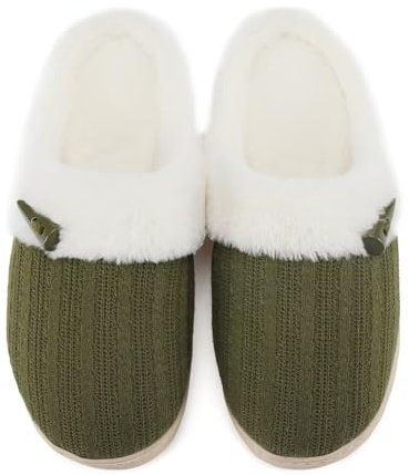 NineCiFun Pantofole da donna Comfort Memory Foam Morbide e Pelose Scarpe da Letto Calde Antiscivolo (EU38/39, Verde)