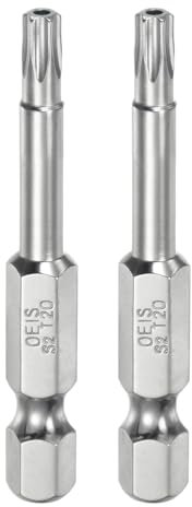 sourcing map 2pcs T20 Security Torx Bit 1/4 Hex Shank 2 Long S2 Steel Magnetic Tamper Resistant Star Bits Screwdriver Torx Head with Hole for Driver Drill Bits Remove Fastening Screws
