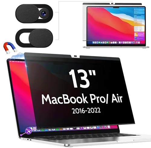 Makinda Magnétique Filtre de Confidentialité pour Macbook Air 13 Pouces (2018-2021, M1) / Macbook Pro 13 Pouces (2016-2022, M1, M2), Amovible Anti Espion Filtre Film Confidentialité pour Mac 13