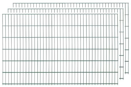 Doppelstabmatten, 3 Stück, Gesamtlänge 6 Meter, Höhe & Farbe wählbar - Drahtstärke: 6/5/6 mm - Maschung: 200 x 50 mm (L 6 m, H 123 cm, Grün)