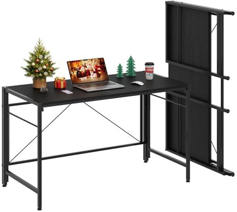 Dripex Scrivania Pieghevole, Scrivania per Casa e Ufficio, Tavolo da Studio Porta PC Stabile e Salvaspazio, 110 x 50 x 74 cm (Nero)