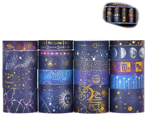 Rumgug Washi Tape Set, Glitzernde Dekoratives Klebeband Bunte Glitzernde Bänder DIY Papier Tape, Glitzer Funkelnd Dekoratives Bunt Masking Dekrativer Bastelband für DIY (20 Rollen)