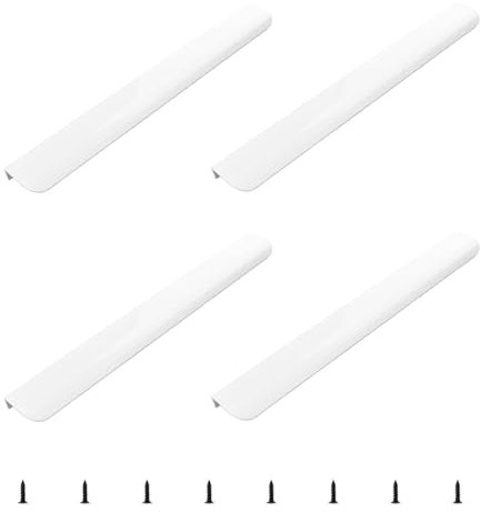 MOROBOR 4 Pack Finger Edge Pull, Curved Hidden Back Mount Door Handle Concealed Drawer Pulls Modern Style Drawer Handle for Cabinet Hardware Drawer Wardrobe, 300mm/White