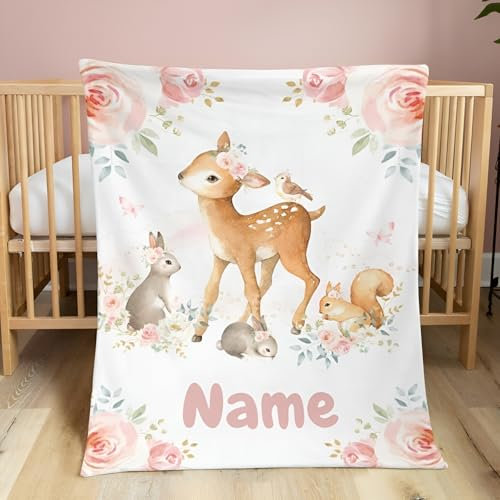 Babydecke mit Namen Personalisiert,Flauschige Warme Kuscheldecke mit Namen und Geburtsdatum,Geschenk Baby Taufe Geburt Mädchen Junge für Kinderdecke Namensdecke Krabbeldecke