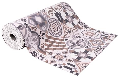 Cofan Halbstarre Vinyl-Teppichrolle mit digitalem Keramik-Mosaik-Design, wasserdicht, schmutzabweisend und strapazierfähig, Rollenmaße: 52 cm x 20 m