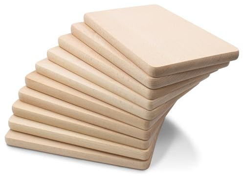 VmG-Store Frühstücksbrettchen Buche 30x22cm Holzbretter roh Schneidebrett massives Buchenholz eckiges Brotzeitbrett aus Naturholz Küchenbrett (10, Groß)