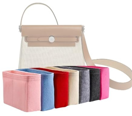 Xoppia Bag Organizer Kompatibel mit Hermes Herbag Zip 20 Tasche Filzeinsatz für Handtasche Tascheneinsatz für Damen Tote Bags (Beige, Stil A: Belichtung)