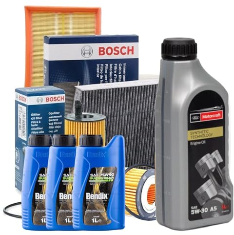 KIT TAGLIANDO 4 FILTRI (ARIA, OLIO, CARBURANTE, ANTIPOLLINE) + 6LT OLIO MOTORE ORIGINALE 5W30 E 3LT OLIO CAMBIO 75W90 PER KUGA 2.0 TDCi 4x4 Diesel (136 CV / 100 kW G6DG, da anno 2008-2012)