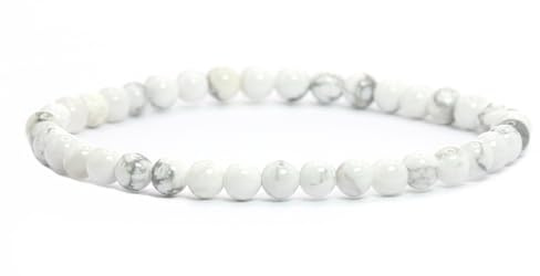 LAKADA Bracelet en véritable pierre précieuse avec perles rondes de 4 mm - Différentes longueurs - Bracelet porte-bonheur talisman cadeau
