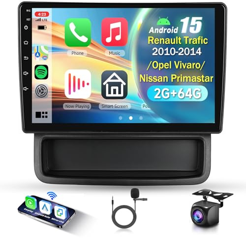 2G&64G VECHTEL 10.1 Autoradio Für Renault Trafic 2010-2014/ Opel Vivaro/Nissan Primastar mit Carplay Android Auto Wireless,Android 15,Bluetooth HiFi/RDS/FM Radio,WiFi Navi/AHD Rückfahrkamera/CANBUS