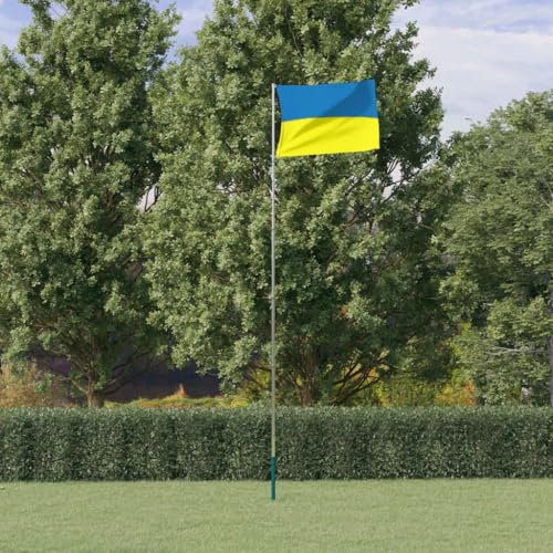 Gecheer Flagge der Ukraine und Mast 5,55 m Aluminium