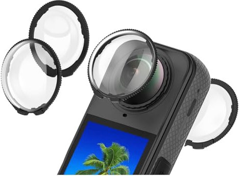 GIOPUEY 2 Stück Linsenschutz Kompatibel mit Insta360 X4, Premium HD Glas Kameraschutz Objektivkappe Lens Guards - Black