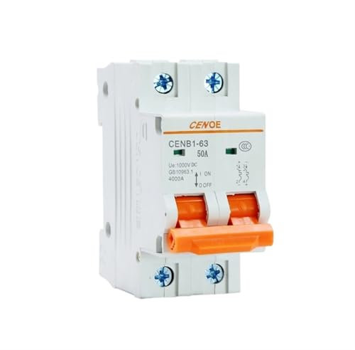 JBGBAL Disjoncteur Solaire DC 1000V 2P 50A, Rail din mcb 2p