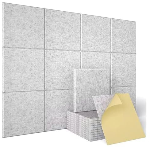 Quadratische Bunt Akustikplatten Selbstklebend 12 StüCke, Schallabsorber Schallschutz Mit Hochdichte Wandfliesen Schall DäMmung 30x30x0,9cm Studio BüRo, Akustische Behandlung Wanddekoration (Grün A)