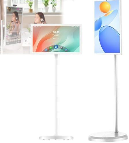 Cashwise 24-Inch Portable Smart TV on Wheels, Rolling TV with Touch Screen Monitor, Android 12 OS, Full Swivel Rotation, 10000mAh Battery(6H) 6+64G