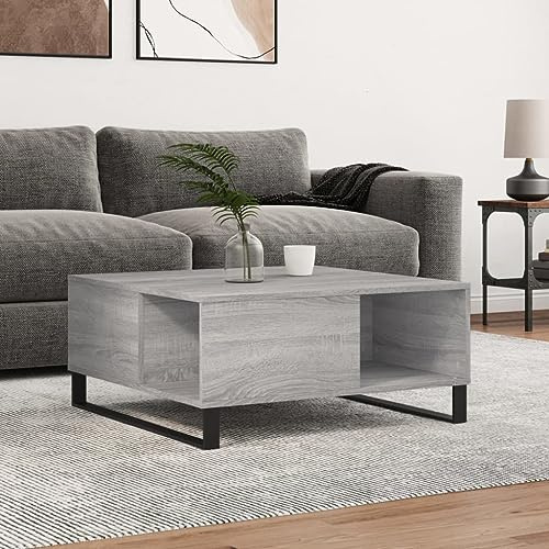 Couchtisch, Braune Eiche, 80 X 80 X 36,5 cm, Langlebiges Holzwerkstoff, Ideal für Wohnzimmer/Couchseite (Graues Sonoma)