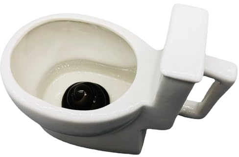Taza de cerámica con forma de inodoro, 355 ml (12 oz), taza de café con forma de excremento, original, regalo de broma para el Día de los Inocentes. blanca con de inodoro.
