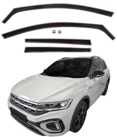 J&J AUTOMOTIVE Wind Deflectors for Volkswagen T-Roc 2017-2025 4pcs, Black Tint, Extra Durable, Reduce Wind Noise, Car Wash Safe