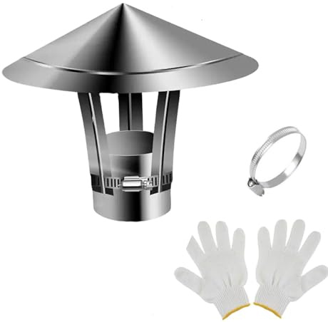 304 Edelstahl Schornsteinabdeckung 80 90 120 mm, Schornstein Regenhaube, Verstellbar Kaminabdeckung Vogelschutz Schornsteinhaube, Passend für Vorhandene Tonabzugsfliesen Rauchrohr(150mm)