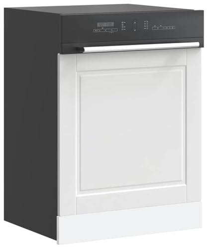 Qnhdfrt Dishwasher Front Panel Porto White 60x1.5x67 cm Engineered Wood Kitchen Cabinet Door Moisture Resistant Easy to Clean for Modern Kitchens and Utility Rooms