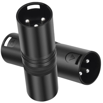 blloocod Adaptador XLR Macho a Macho 3 Pines, 2 Unidades, Compacto 6cm (2.4) para Cable de Micrófono, Conector Acoplador de Metal Robusto