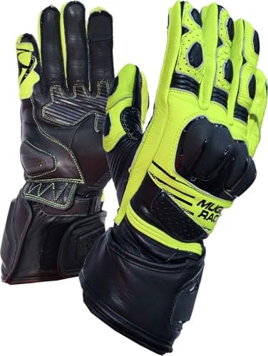 MUGENRACE Linea Sport Motor rad Handschuhe, schwarz/neon-gelb, XL | Touchscreen-kompatibel