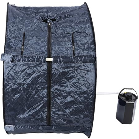 OEBUAFI Sauna à Vapeur Personnel Portable, Générateur de Vapeur 800 W avec Minuterie de 90 Minutes et Chaise, 2 Ouvertures Zippées pour Spa de Relaxation à Domicile (Prise UE 220V)