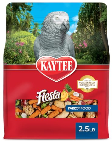 Kaytee Fiesta Parrot Food, Nutritious and Fun Blend, Supports Skin, Feather, Digestion, Brain and Heart Health, 2.5 pounds