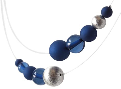 Polariskette blau silber Kette Collier