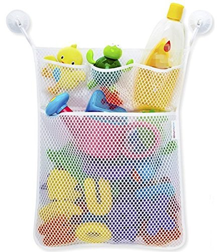 Yosoo Bañera Organizador De Juguete Gran Almacenamiento De Malla, 2 Ultra Fuerte Gancho Copas De Succión - para Niños, Adultos, Juguete para Bathtime