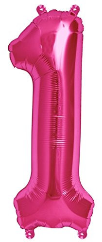 ballonfritz® Ballon Zahl 1 in Pink - XXL 40/102cm - Folienballons für Luft oder Helium als Geburtstag, Jubiläum, Hochzeit oder Abschluss Geschenk, Party Dekoration oder Überraschung