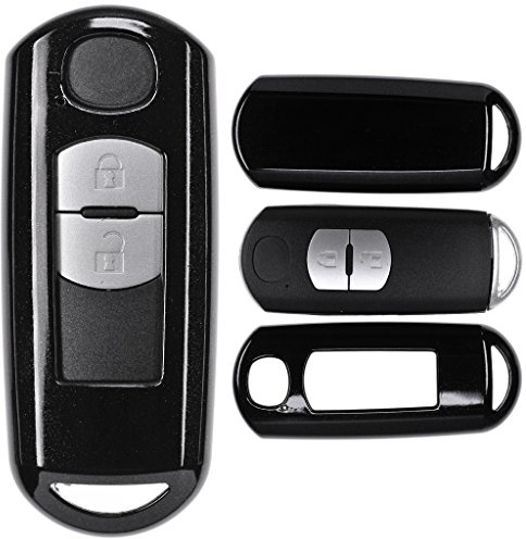Auto Schlüssel Cover Hülle für Mazda 2 3 6 CX-3 CX-5 MX-5 Smartkey 2/3 Taster/Farbe: Metallic Schwarz