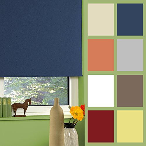 deko-raumshop Verdunkelungsrollo Kettenzugrollo Seitenzugrollo Fenster Rollo Blau Dunkelblau Breite 60 bis 200 cm Höhe 180 und 230 cm Stoff Blickdicht lichtundurchlässig verdunkelnd (100 x 180 cm)