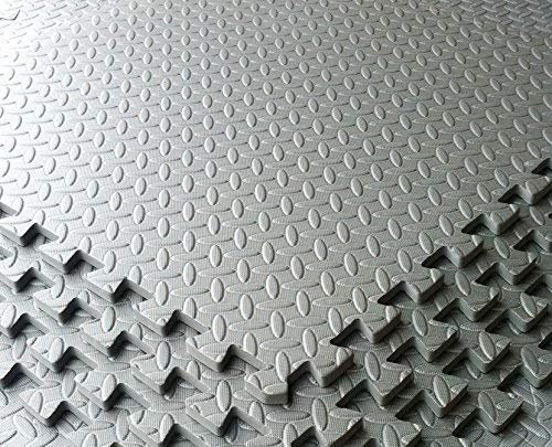 Grigio Garage/Officina/Showroom Pavimento Eva Schiuma Tappetino Piastrella - a Incastri Modulare - 4pk 16sq FT