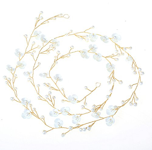 Romantisch Haarschmuck,MoreChioce Kristall Strass Brautschmuck Hochzeit Stirnband Frauen Kopfband Strassbesatz Haare Zubehör Kopfschmuck,Gold Perlmutt,EINWEG