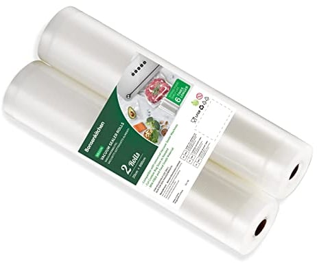 Bonsenkitchen Rouleau de Mise Sous Vide 2 Rouleaux de 20 x 600 cm Sac Sous Vide Alimentaire pour la Conservation des Aliments et la Cuisson, VB3206