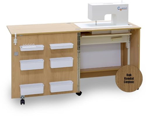 Comfort 1 | Nähmaschinenschrank | Nähmöbel | Nähtisch | (Oak Kendal Cognac, L (Air-Lift 10 to 15 kg))
