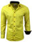 Subliminal Mode - Repassage Facile Chemise Homme Col Bicolore Uni Manches Longues Coupe Slim Business Idée Cadeau, Noël, Saint Valentin RN44,3XL,Jaune