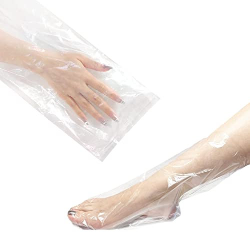 Charmyth Liners - Guantes térmicos desechables para manos o pies, bolsas de tratamiento de baño de parafina, calcetines y guantes de plástico para terapia de cera caliente (100)