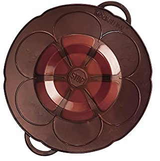Kochblume das Original, Silikon Überkochschutz für Töpfe und Pfannen, Mikrowellen-Deckel, Spritzschutz und Dampfgar-Aufsatz | (Kupfer, S | Topfgröße 14-18cm)