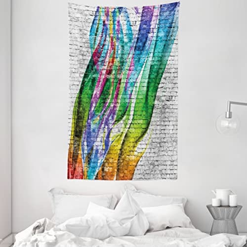 ABAKUHAUS Abstrakte Kunst Wandteppich und Tagesdecke, Bunte Retro aus Weiches Mikrofaser Stoff Waschbar ohne Verblassen Digitaldruck, 140 x 230 cm, Grau Grün