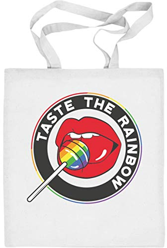 Stoffbeutel CSD/LGBTQ Beutel Gay Pride Taste the Rainbow Lips Jutebeutel Baumwolltasche One Size Weiß